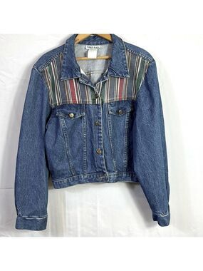 Niki-Lee Denim Jacket Color Block Front Size Large Gently Worn